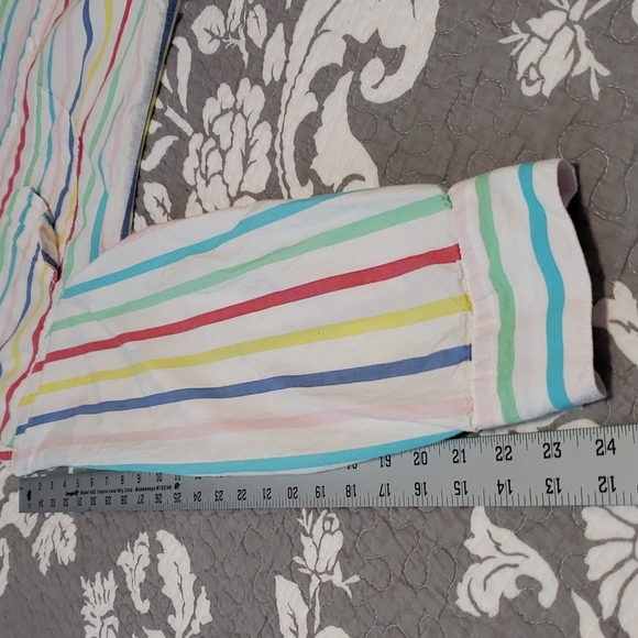 St. John's Bay 100% Cotton Women's Long Sleeve Buttoned Striped Shirt, Size Med - Picture 15 of 17